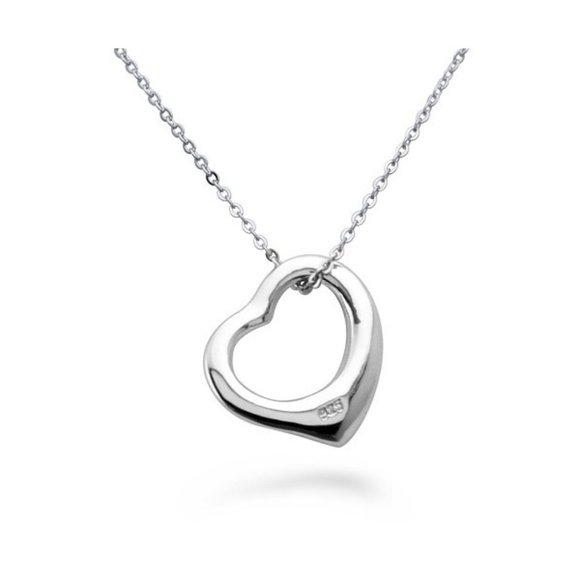 Simple Elegant 925 Silver Heart Necklace - Picture 1 of 5